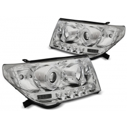 Lampy przednie TOYOTA LAND CRUISER FJ200 07-12 ANGEL EYES CHROME