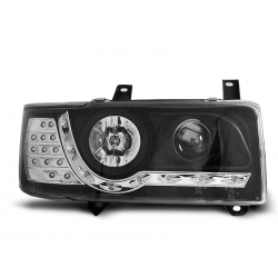 Lampy przednie VW T4 90-03.03 TRANSPORTER DAYLIGHT BLACK LED INDICATION