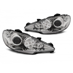 LAMPY PRZEDNIE PEUGEOT 206 02-ANGEL EYES CHROME LED