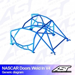 Klatka bezpieczeństwa TOYOTA Supra (Mk3) 3-drzwiowa Coupe spawana w V4 NASCAR-door