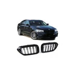 Grill sportowy podwójne żeberka Gloss Black  BMW 5 (G30, F90) Sedan (G31) Touring przed liftem 2017-2020