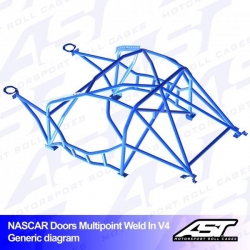 Klatka bezpieczeństwa NISSAN 350Z (Z33) 3-drzwiowa Coupe wielopunktowo spawana w V4 NASCAR-door