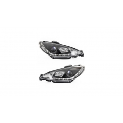 Zestaw Lamp Halogenowych Projector Black  PEUGEOT 206 Hatchback CC SW 1998-2012