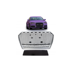 Grill sportowy Silver & Gloss Black  AUDI A6 C7 (4G) Sedan Avant Facelift 2015-2018