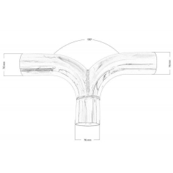 Trójnik wydechu 180st 76/76mm 304SS