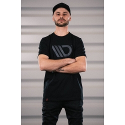Męski t-shirt czarny z szarym logo